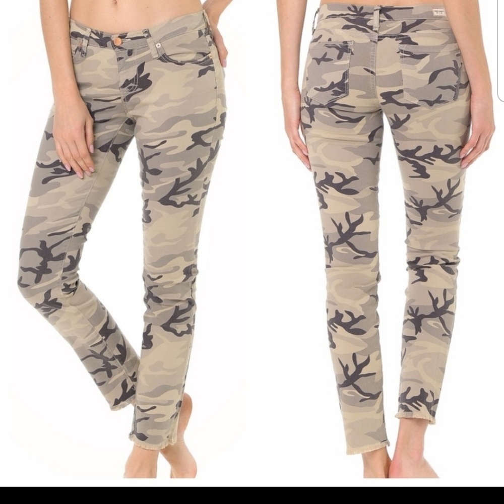 Angry Rabbit Low Rise Y2K Camo Raw Fray Hem Women’s Ankle Skinny Jeans